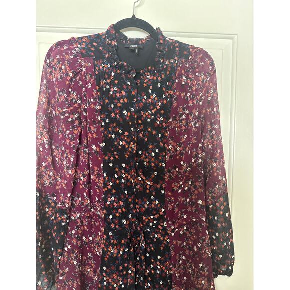 Paige Silk Dress Women’s Small Sonoma Mini Black Purple Boho Floral Bohemian - Picture 6 of 10